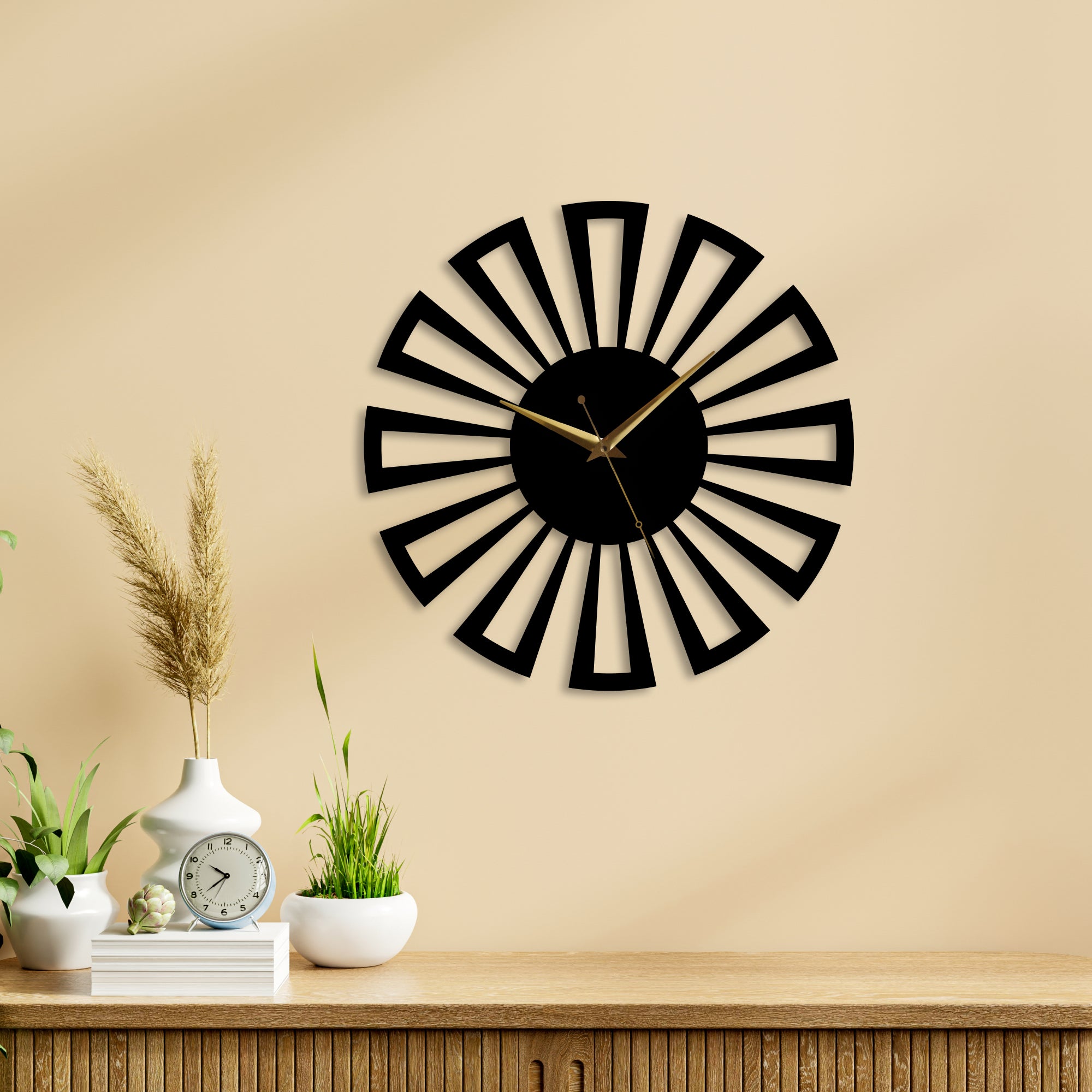 Flower Design Metal Wall Clock