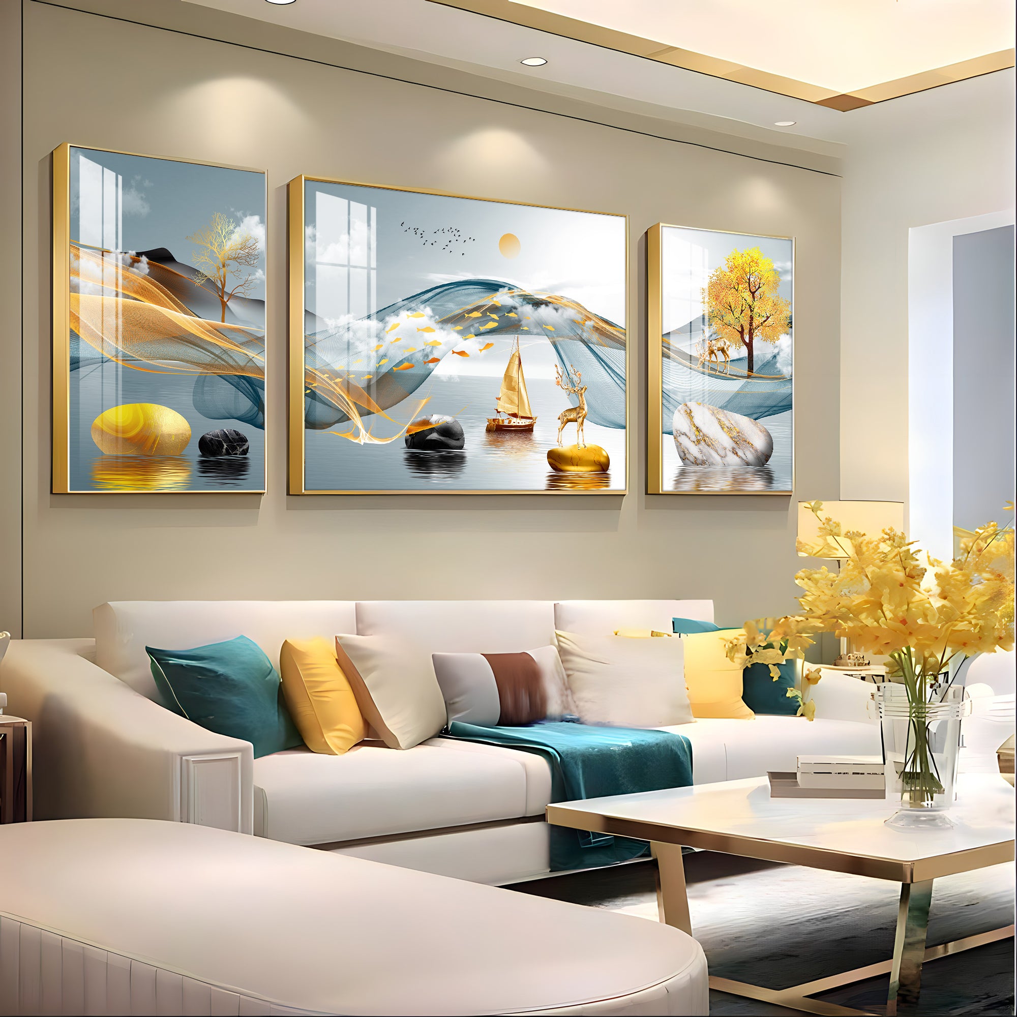 Beautiful Sunrise Premium Acrylic Wall Art (Set of 3)