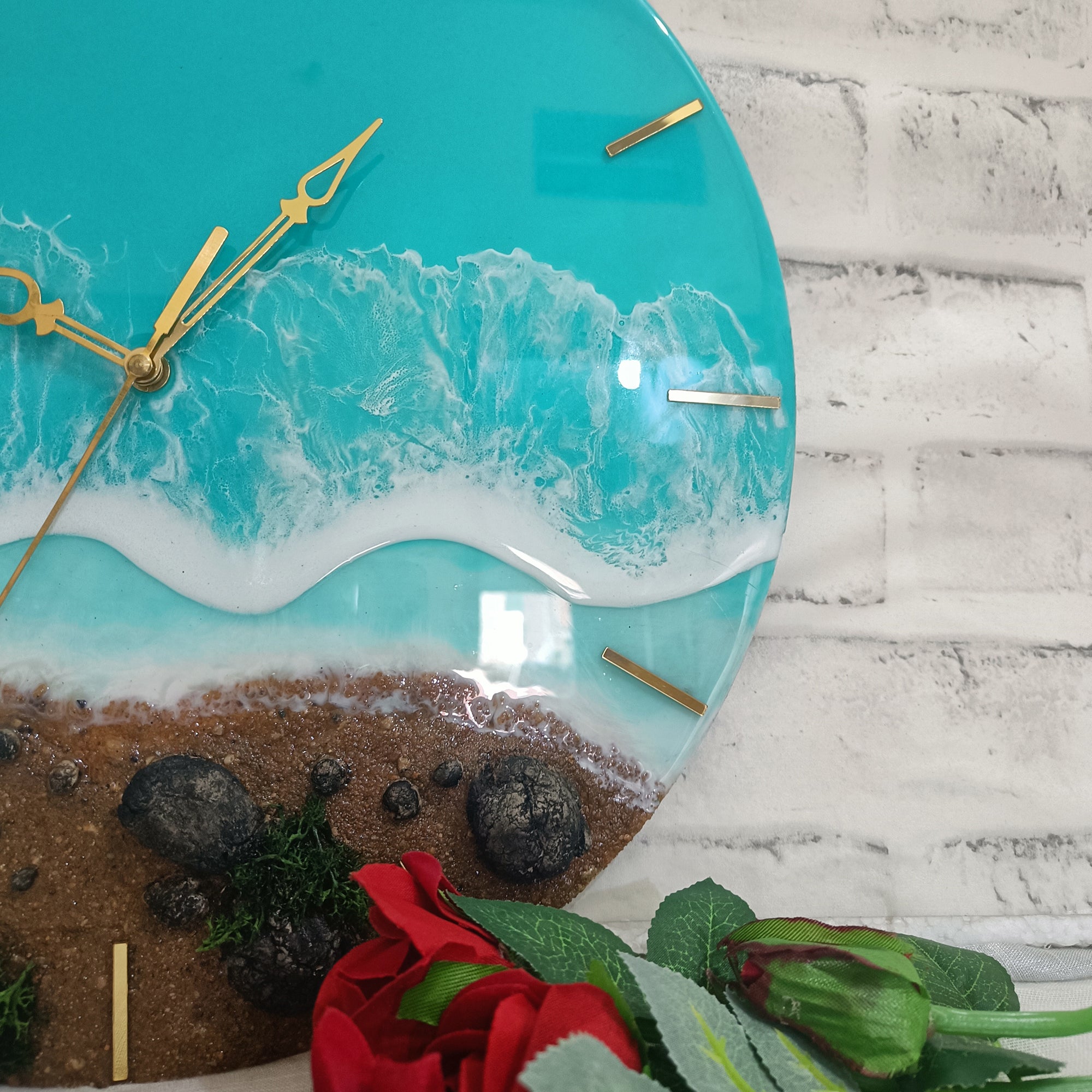 Beach View Epoxy Resin Wall Clock
