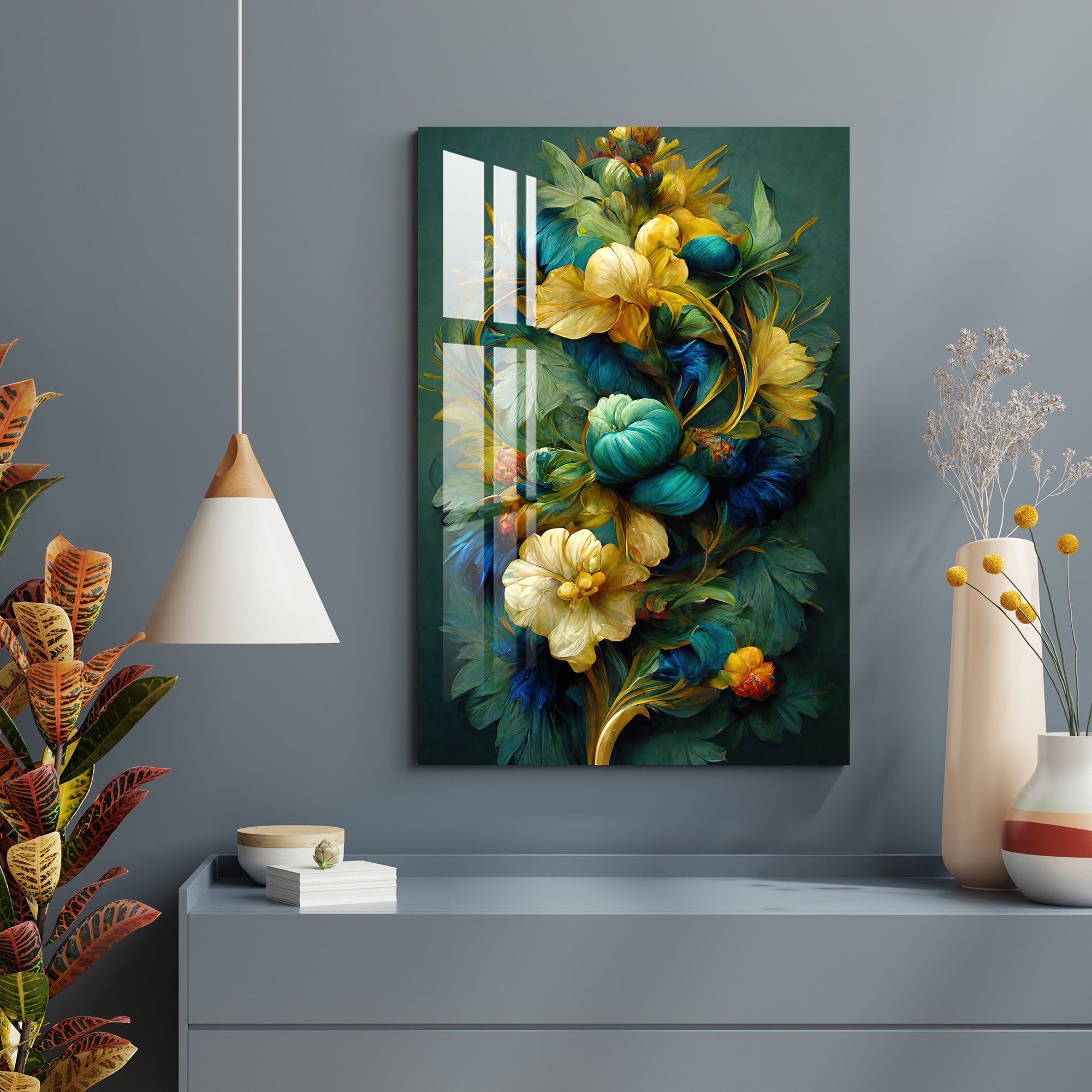 Shades of Green & Yellow Acrylic Wall Art - 23.5X16 inches / 3MM