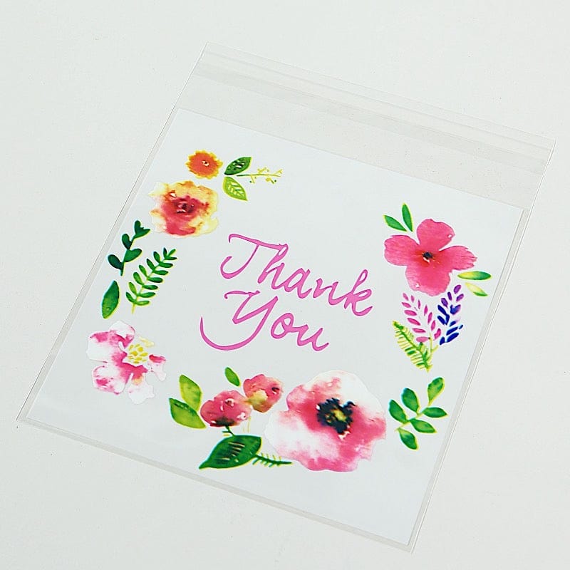 Clear and white cookie favor bags with floral print