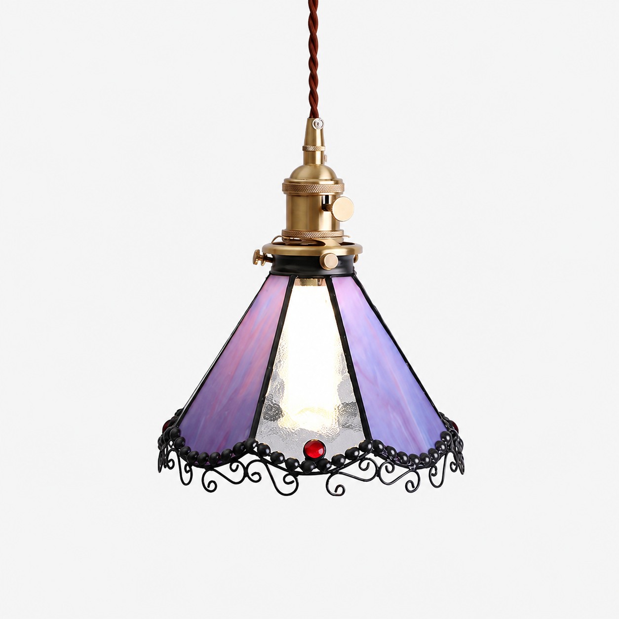 Purple / Antique Brass / Single Pendant