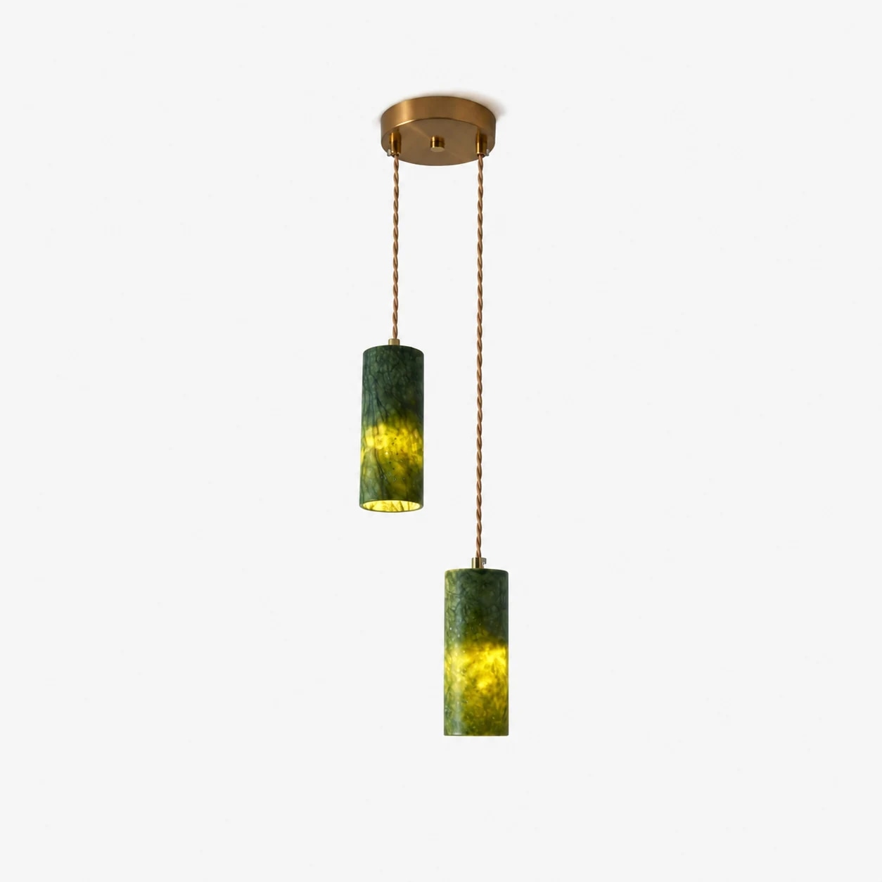 2 Heads green jade pendant lamp in 2.36 inch / 6 cm size