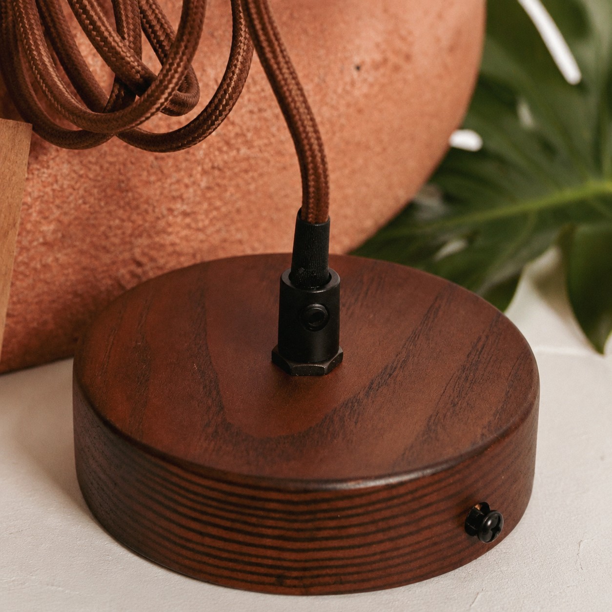 Ceiling canopy and cord connection detail