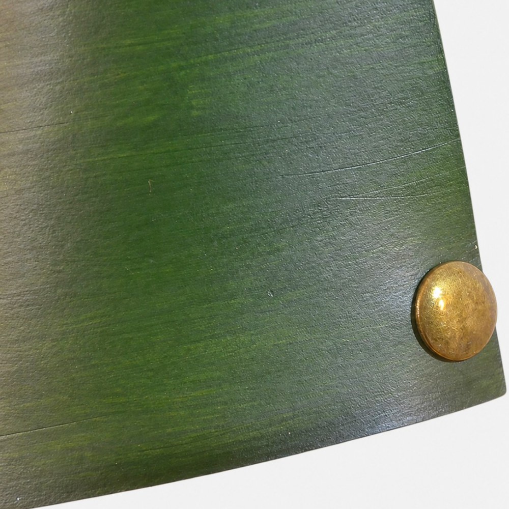 Leather grain and brass-tone rivet detail
