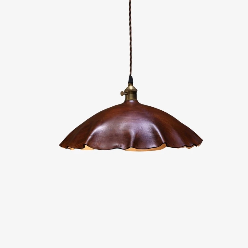 Brown leather pendant lamp for 28 cm, 35 cm, and 40 cm sizes