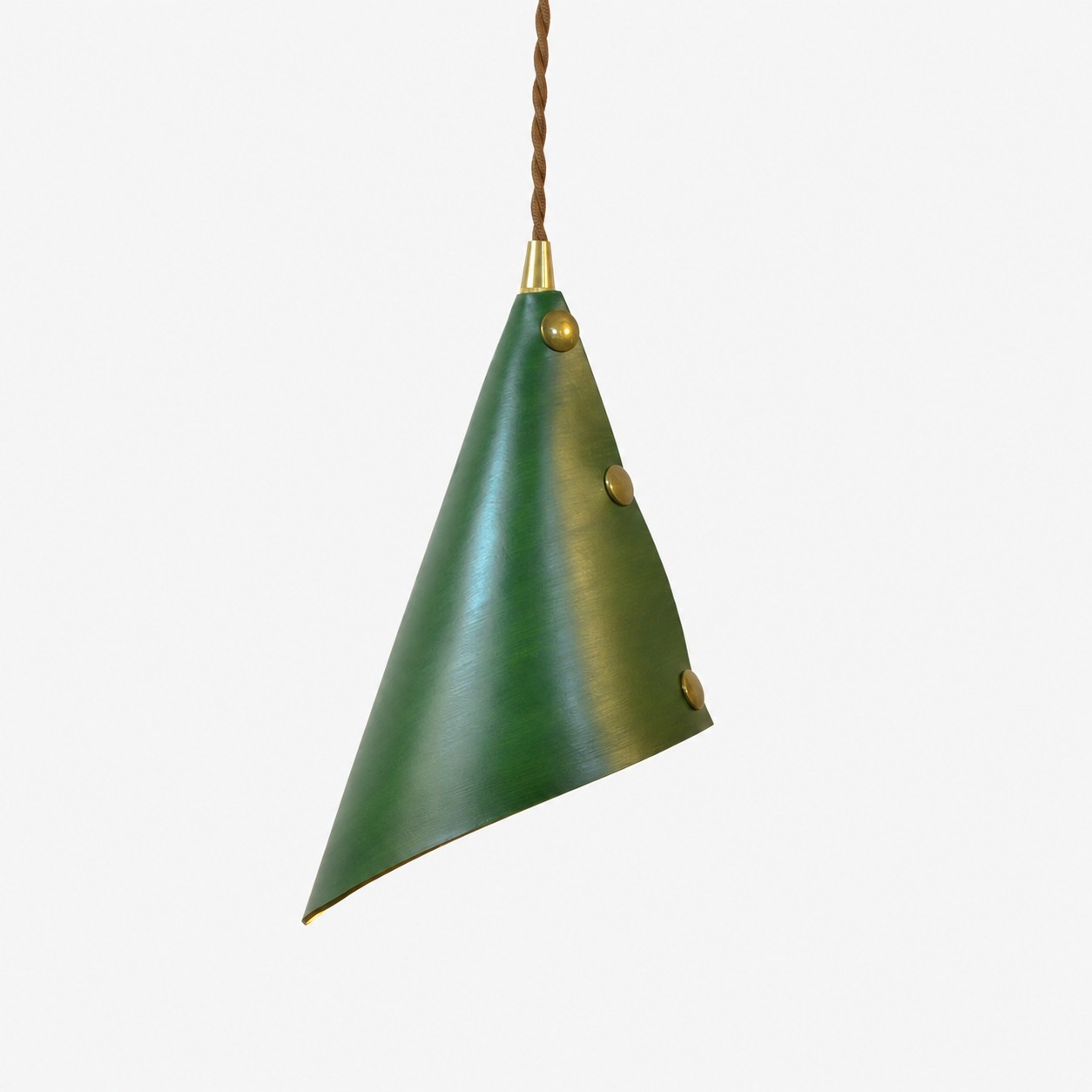 Green leather pendant lamp
