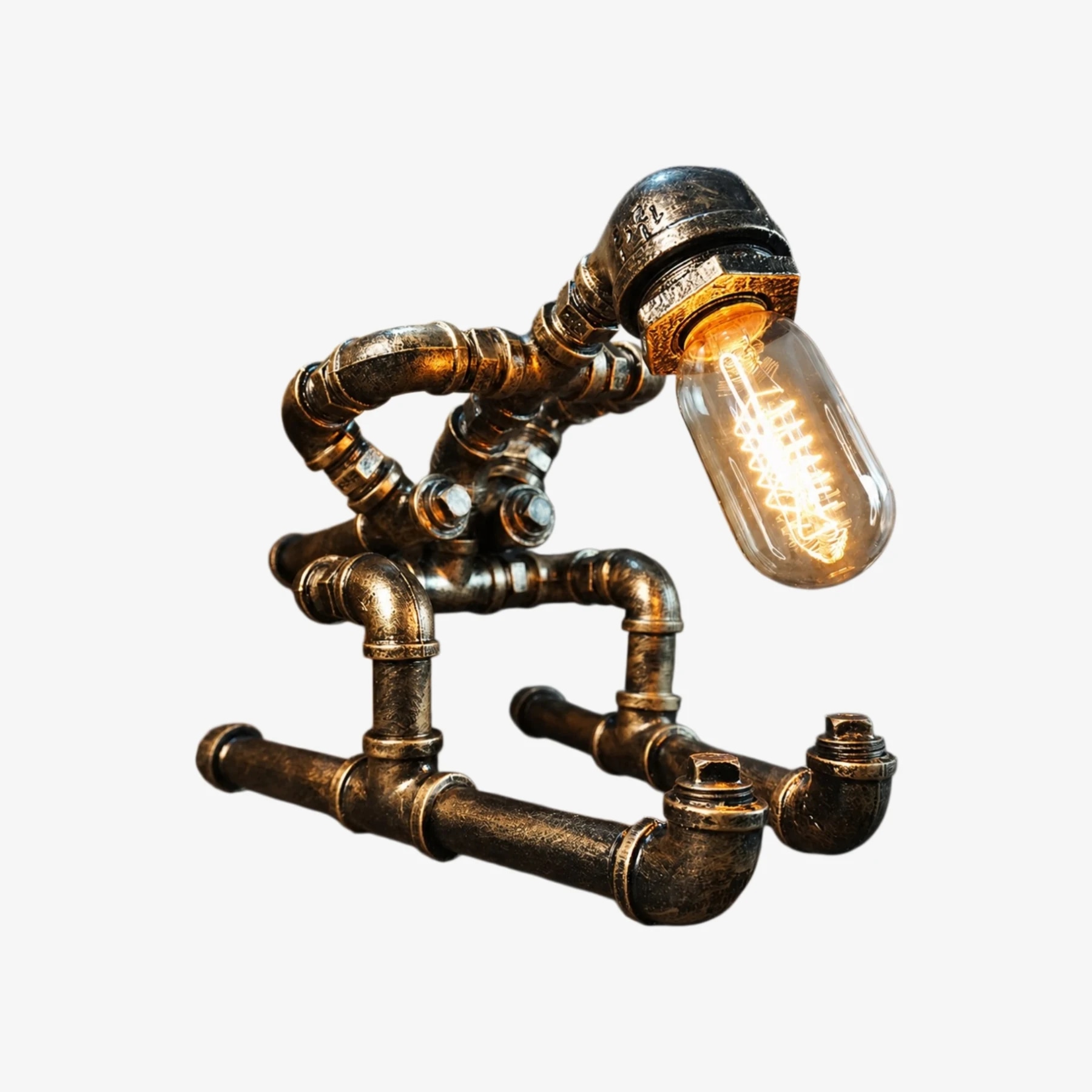 White Style retro industrial pipe table lamp
