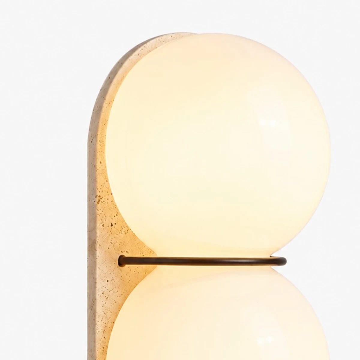 Natural Travertine Double Globe Wall Sconce