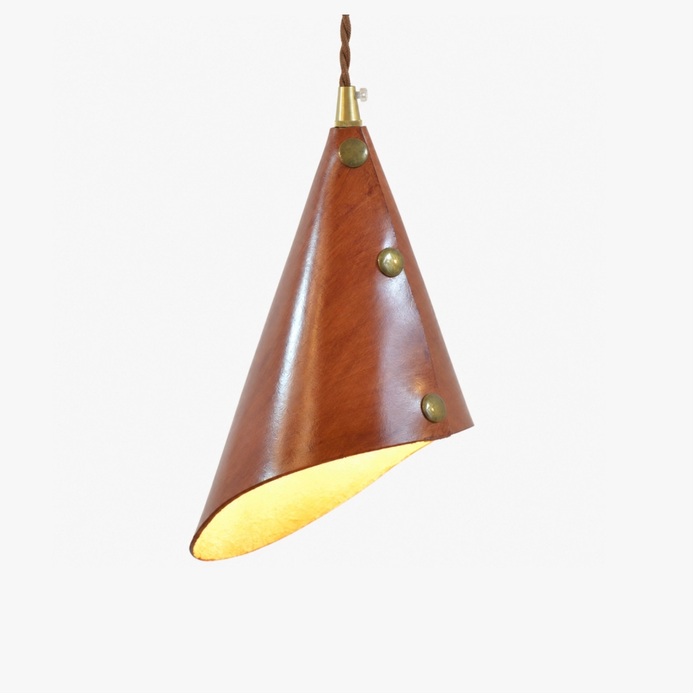 Red leather pendant lamp