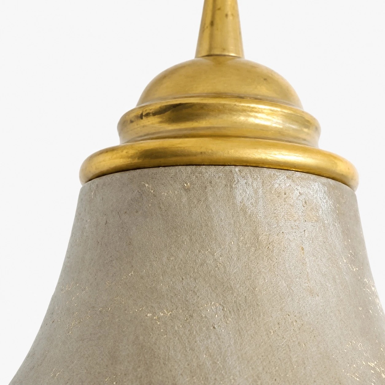 Aged brass pendant fitting and textured shade