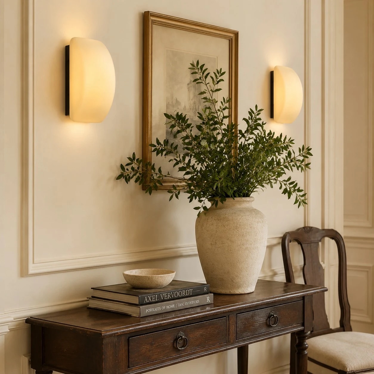 French wall sconce in a classic hallway setting