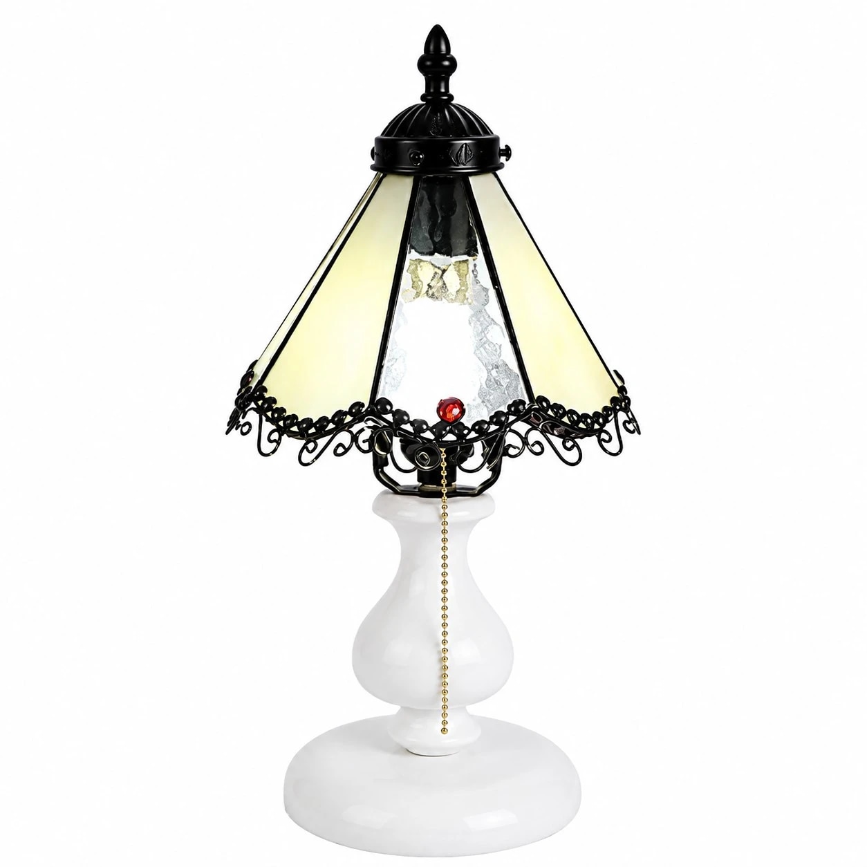 Pale Yellow vintage stained glass table lamp