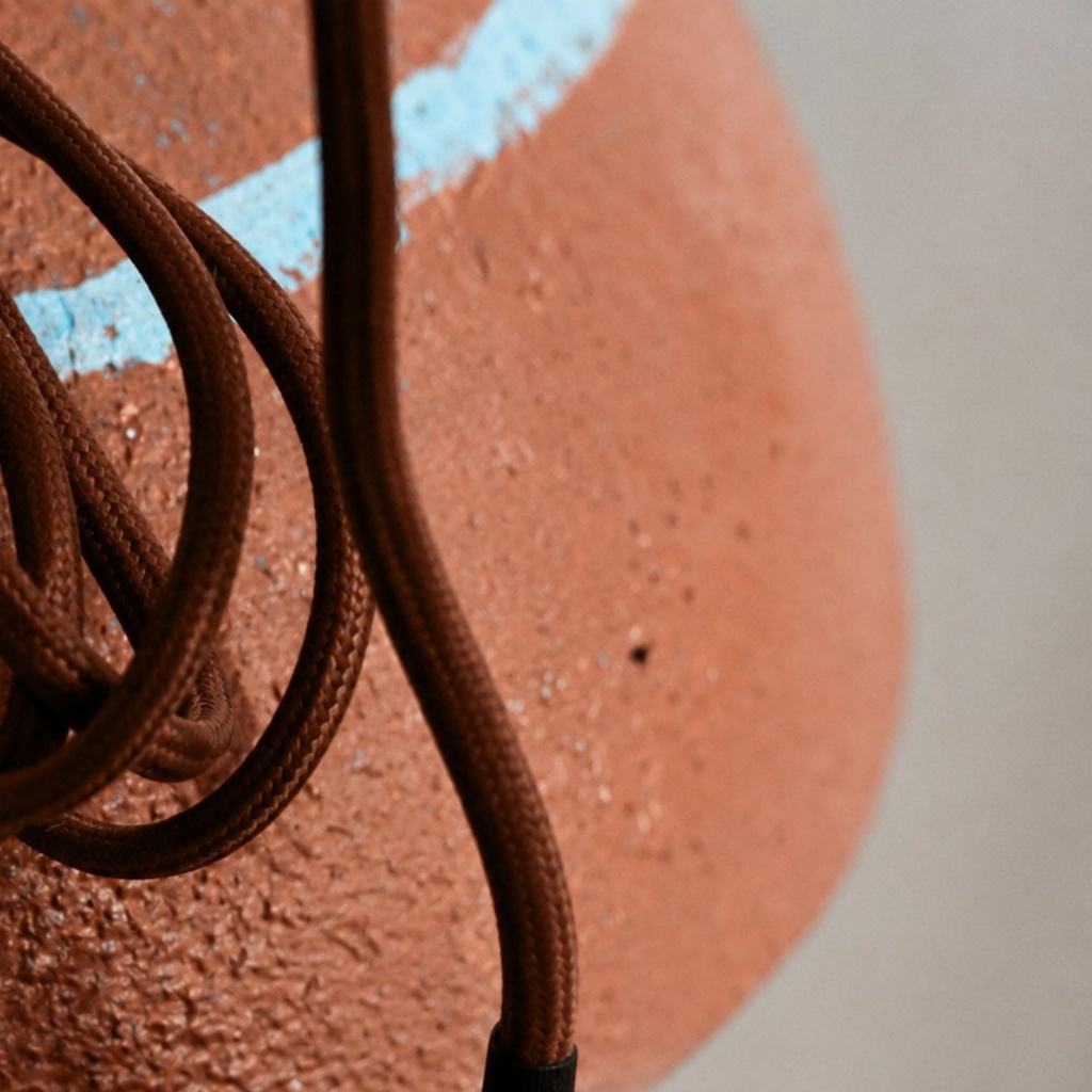Braided cord and textured pendant shade detail
