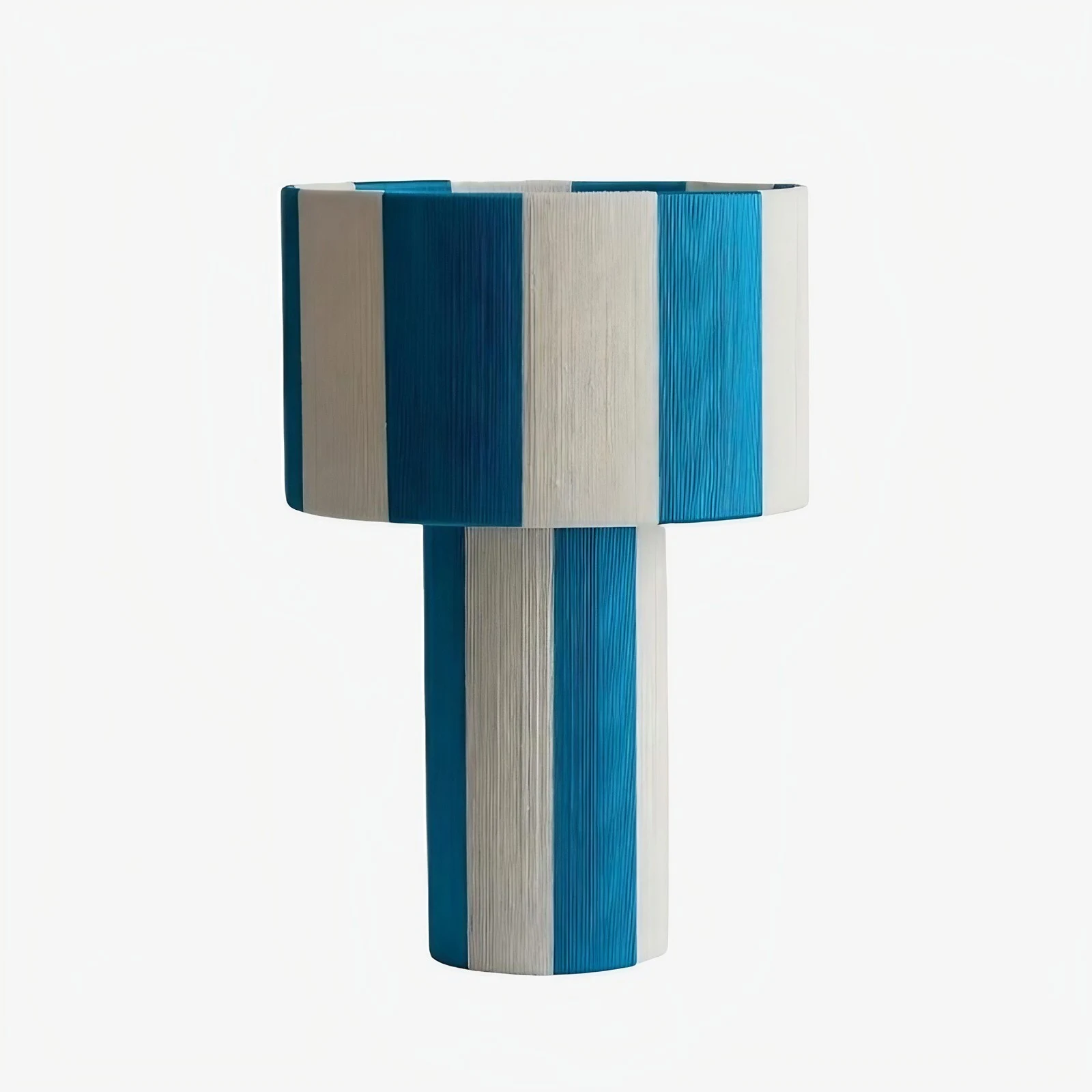 Blue striped woven table lamp color option