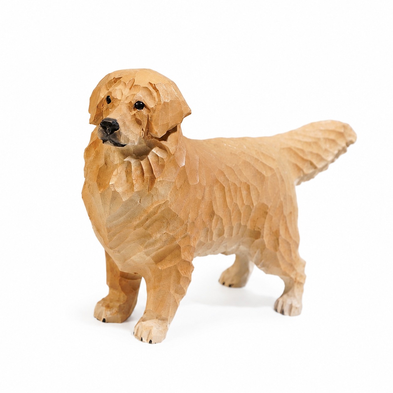 Décoration de bureau golden retriever en bois clair (vue complète)