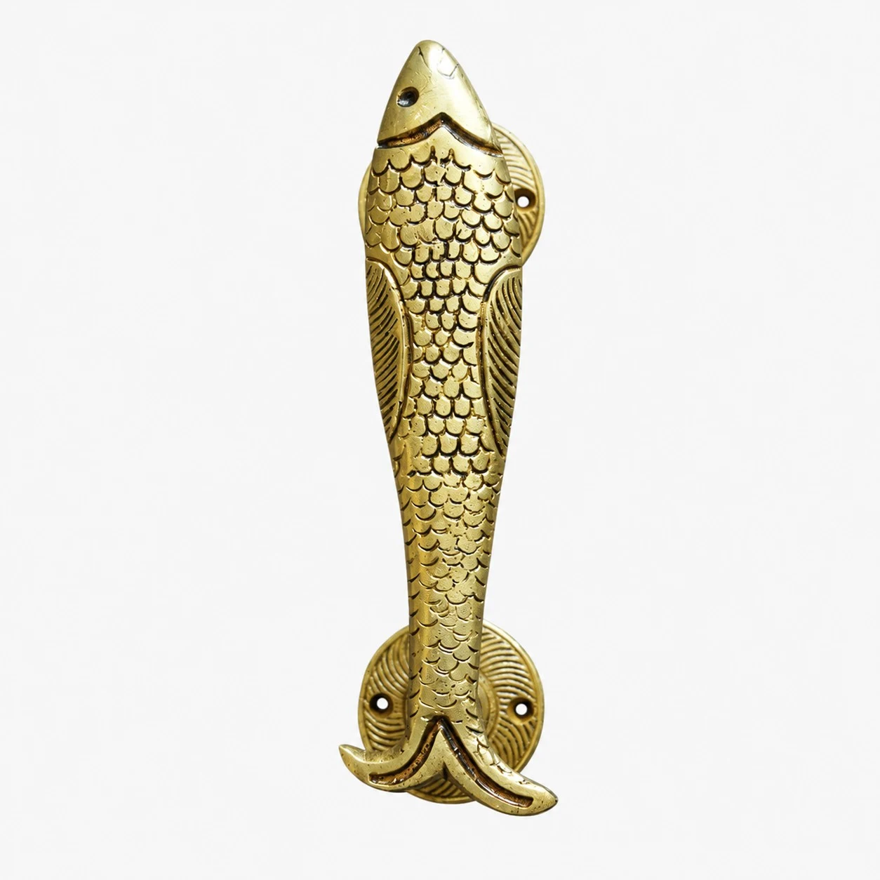 Handcrafted Brass Animal Door Handles - Fish Antique Brass standard