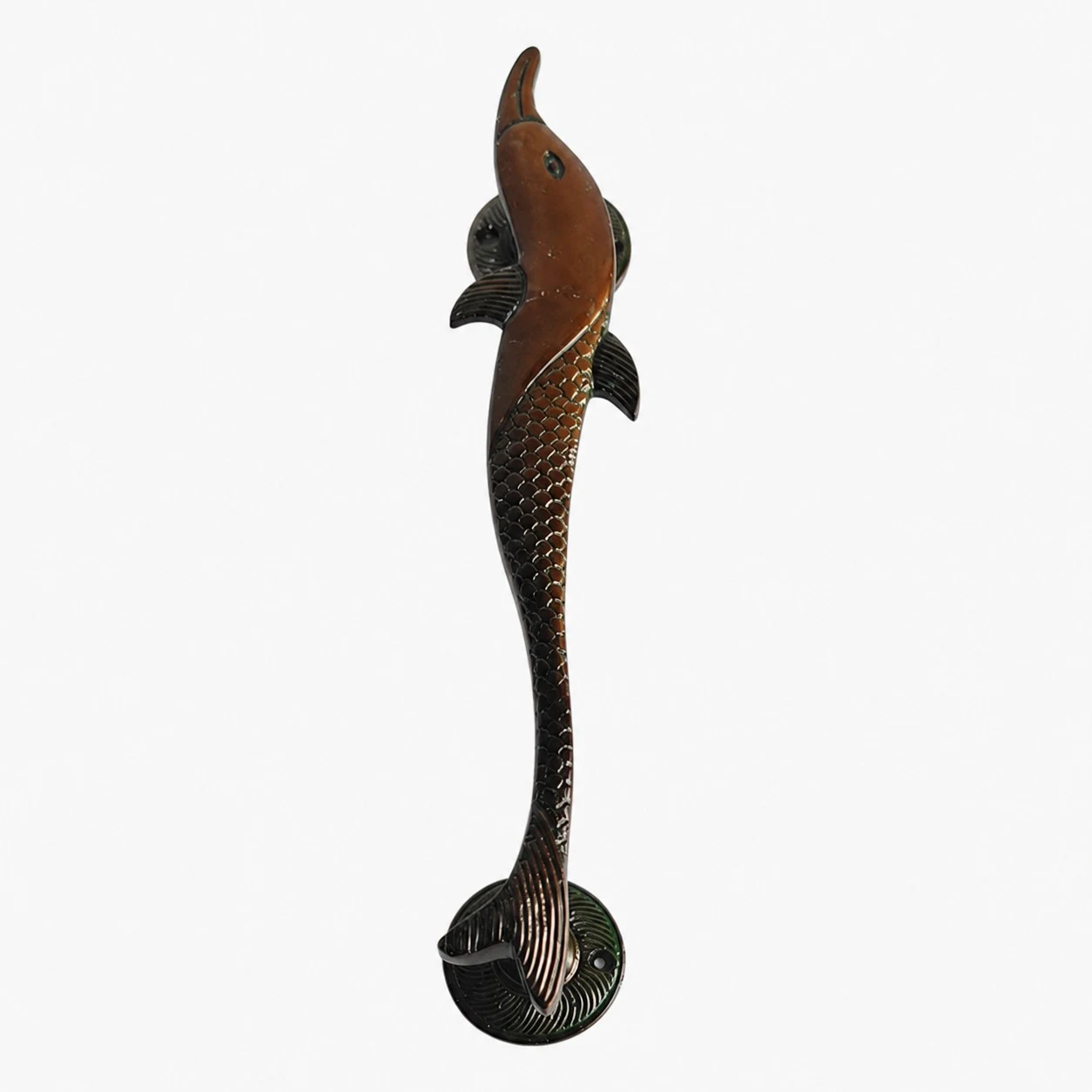 Handcrafted Brass Animal Door Handles - Dolphin Aged Bronze standard