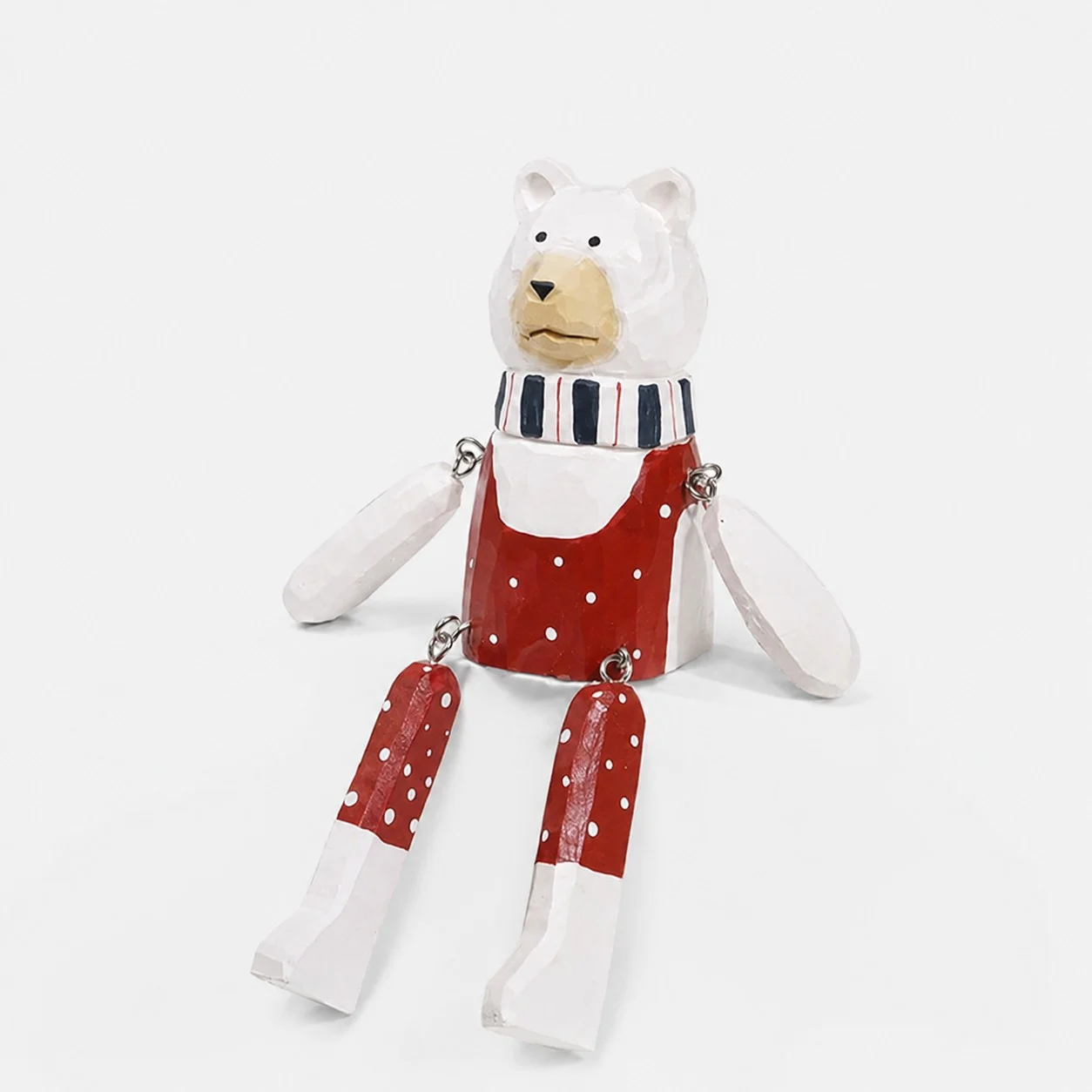 Ornement de Noël en bois sculpté à la main représentant un ours polaire