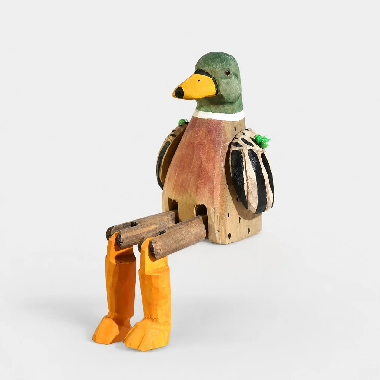 Ornement en bois sculpté à la main représentant un canard colvert
