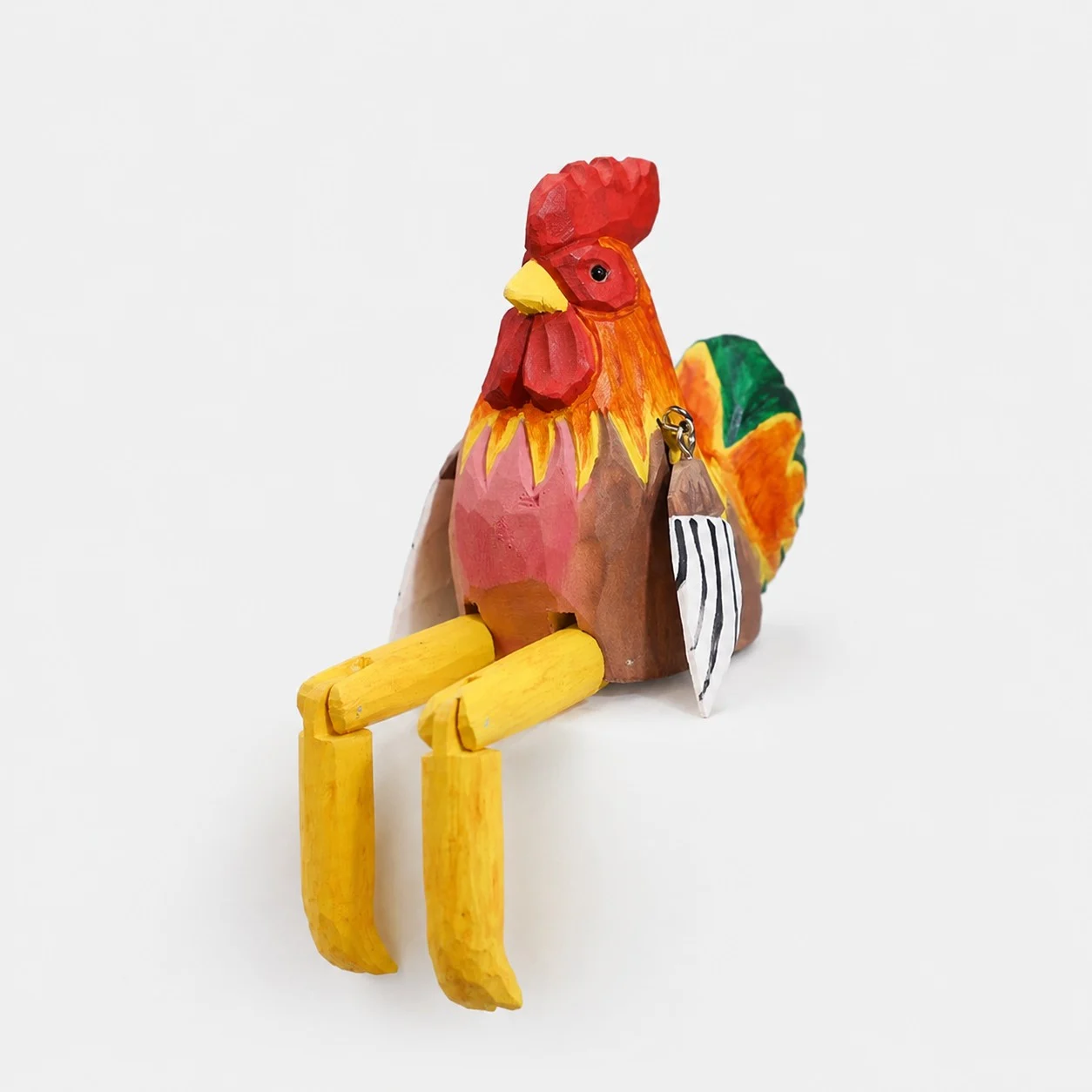 Ornement de coq en bois sculpté à la main