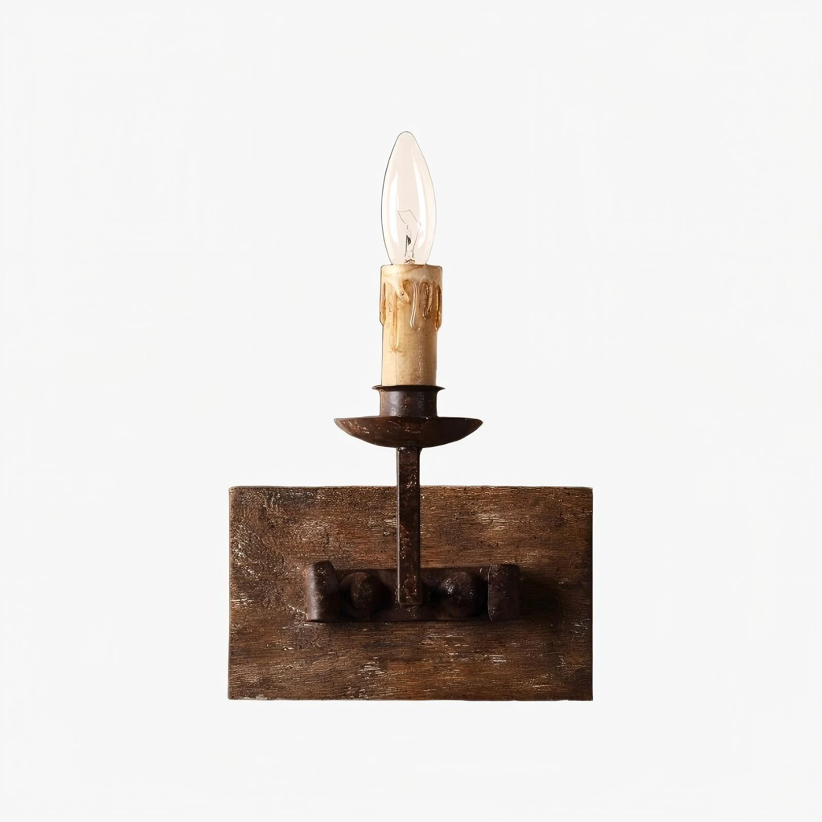 Aplique de pared rústico de una sola luz para velas