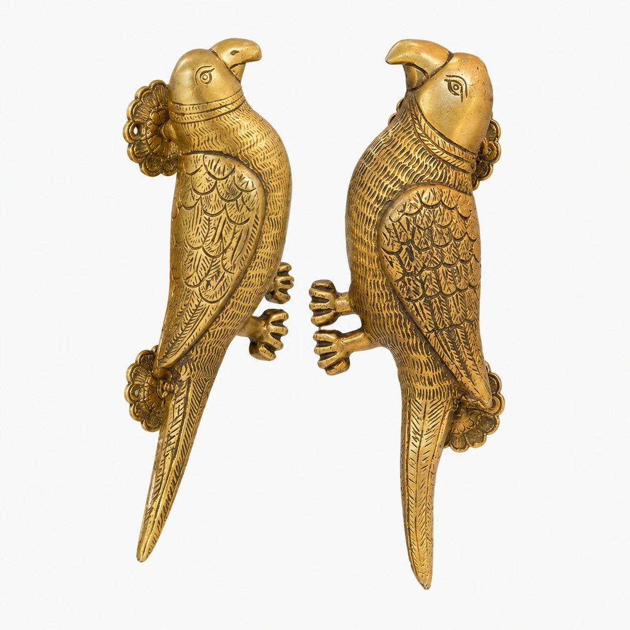 Handcrafted Brass Animal Door Handles - Spring Bird Antique Brass standard