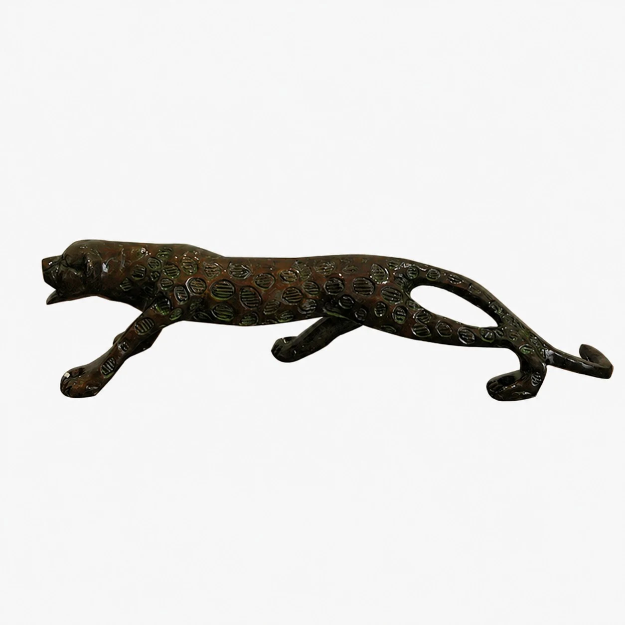 Handcrafted Brass Animal Door Handles - Leopard Aged Bronze standard
