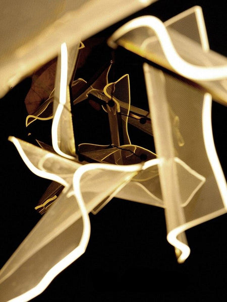 Lights of Scandinavia - Breeze - Chandelier. Postmodern creative LED chandelier. Unique lighting design with low-energy LED chips that will ensure a warm and homey presence with minimal environmental footprint. Applications: Living rooms, bedrooms, lobbies, balconies, staircases, corners etc. Lighting Duplex Rotating Staircase Light Guide Hanging Lamp Living Room Adjustable Luminaire