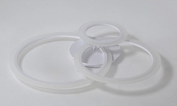 Lights of Scandinavia - Olympia - Modern simple white LED ceiling light. Fits most rooms and creates a harmonic atmosphere with the possibility to change lighting features with remote control Aluminum body and frame, acrylic LED covers. Application: Living room, Bedroom, Hall, Lobby, Hallway, Aisle, Balcony etc. Olympia comes in 3 different sizes: Single circle - D40cm, 5-8m2 Two circles - D30cm x D50cm, 8-12m2 Three circles - D20cm x D30cm x D40cm, 12-18m2 D30cm x D40cm x D50cm, 18-22m2 D40cm x D50cm x D60cm Height: 12cm