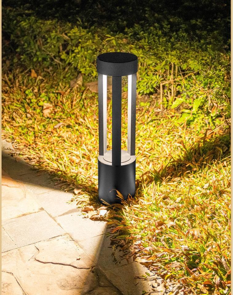 Led 600MM Grey Round Cage Body Bollard Outdoor Garden Park Driveway Light - Warm White