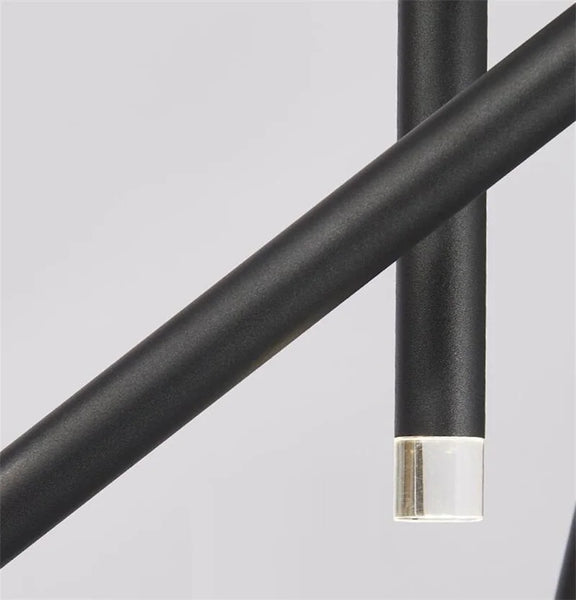 Whimsical Flora LED Chandelier in Black, Gold, and Brown - a luxurious modern decorative light fixture with a unique round tube design, perfect for enhancing living spaces in lofts and villas.