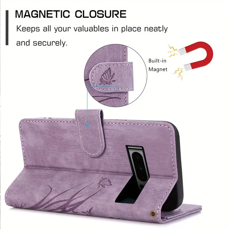 flower flip case for google pixel 8 8a 7 7a 6 6a pro lanyard pu leather wallet card slot stand magnetic phone bag cover details 8
