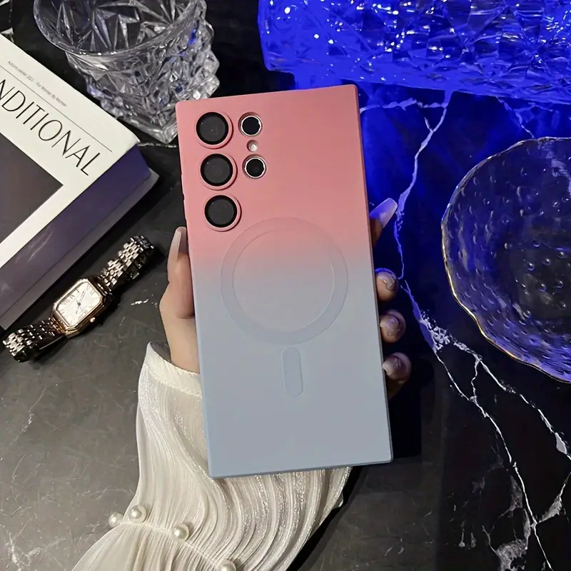 for magnetic wireless charging gradient phone case for samsung s24 s20 s21 s22 s23 s20fe s21fe note 20 ultra plue candy color soft fall prevention protect cover details 7
