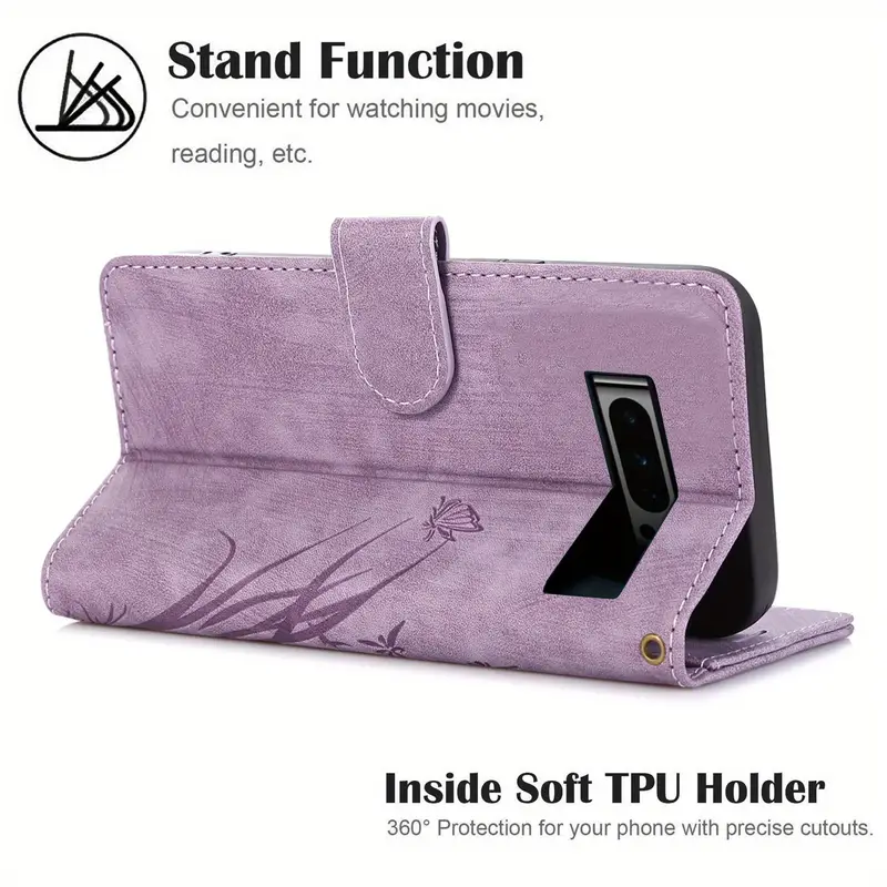 flower flip case for google pixel 8 8a 7 7a 6 6a pro lanyard pu leather wallet card slot stand magnetic phone bag cover details 10