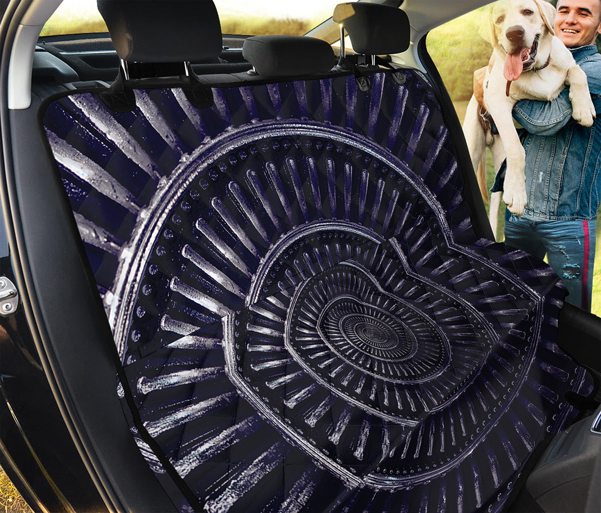 Dark Navy Metal Spiral Print Pet Car Back Seat Cover