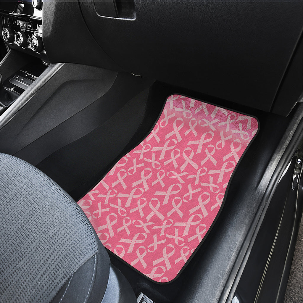 Pink Print Mat Pink Ribbon Breast Cancer Pattern Print Front and Back Car Floor Mats