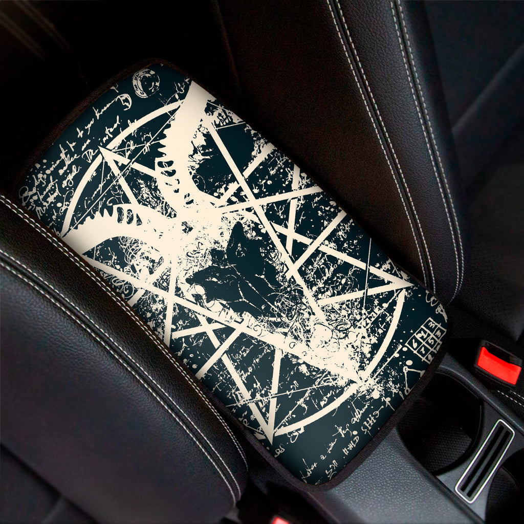Satan Goat Skull Symbol Print Car Center Console Cover