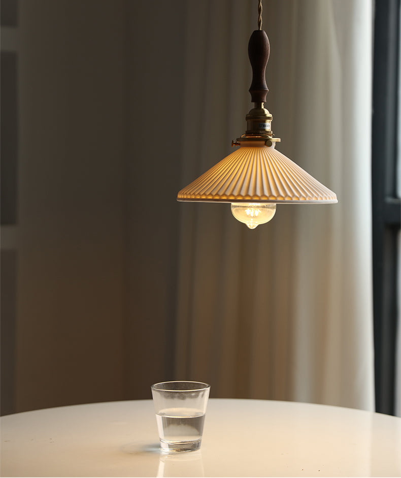 Ceramic Wood Brass Pendant Light - 108PL