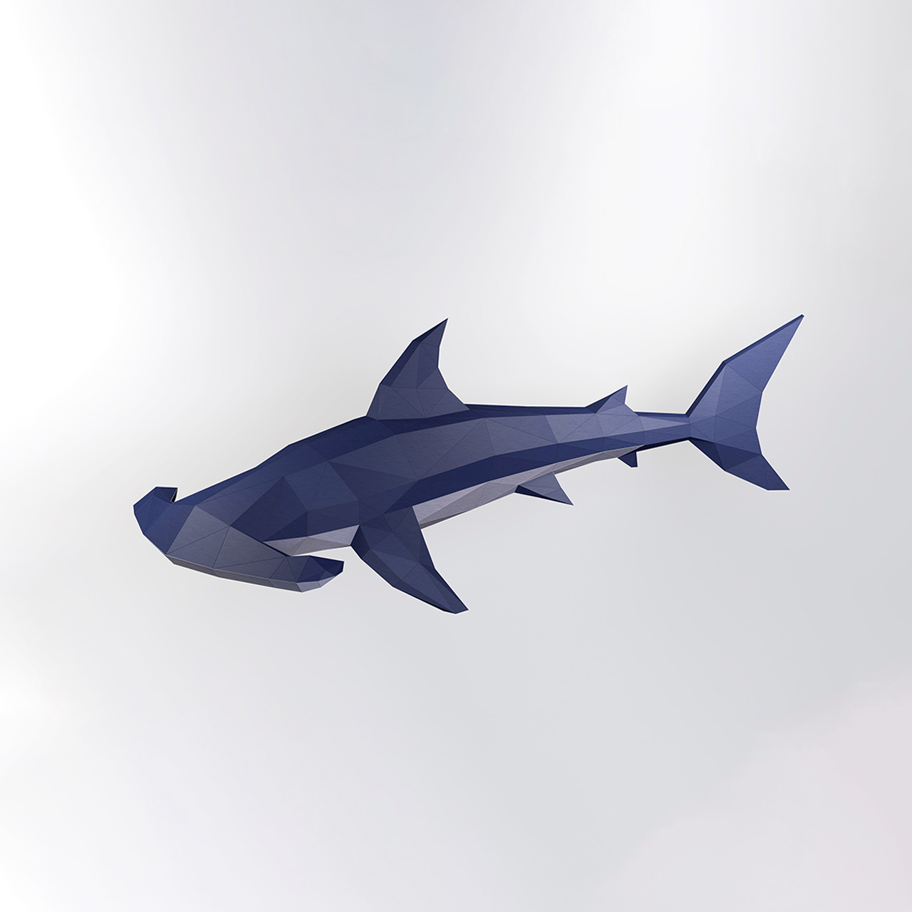Hammerhead Shark 3D paper model DIY handmade marine animal paper carving wall hanging ornaments geometric origami decoration