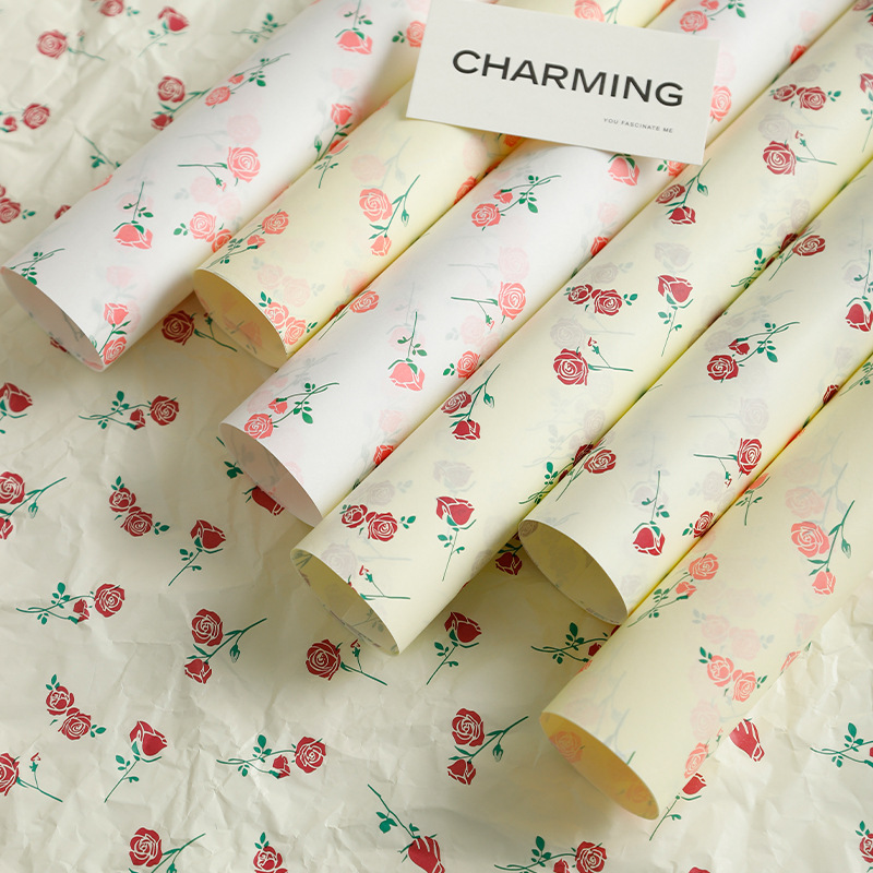 Rose printing pear paper lining paper flower bouquet wrapping paper hand kneading paper floral wrapping paper material