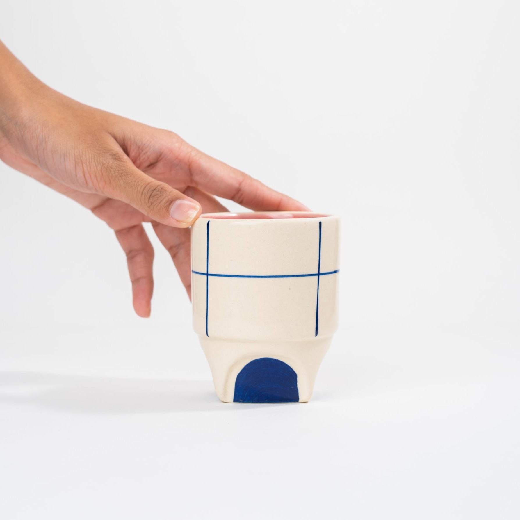 Modernist Checkered Tumbler | 200 ml | Handpainted