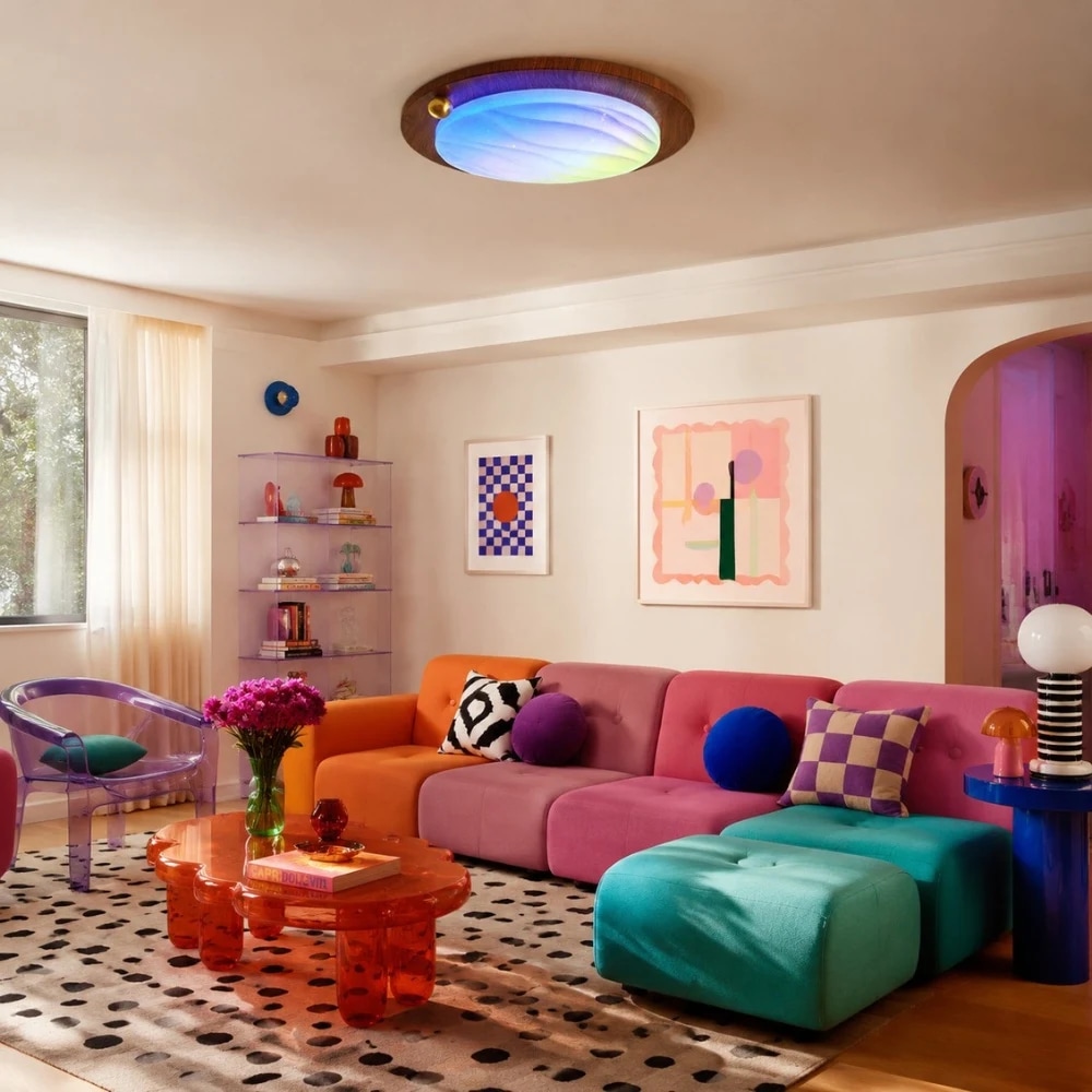 Walnut RGB Dynamic Sky Flush Mount Ceiling Light detail