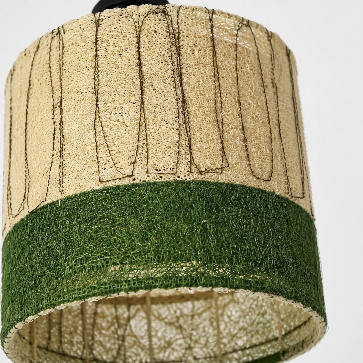 Inside view of woven loofah pendant shade