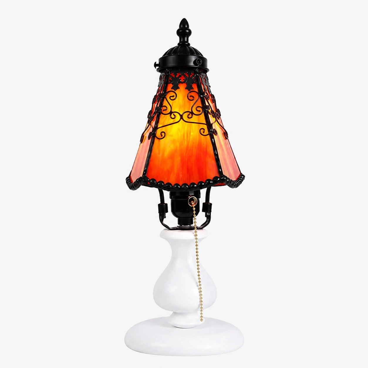 Amber orange Tiffany-style table lamp