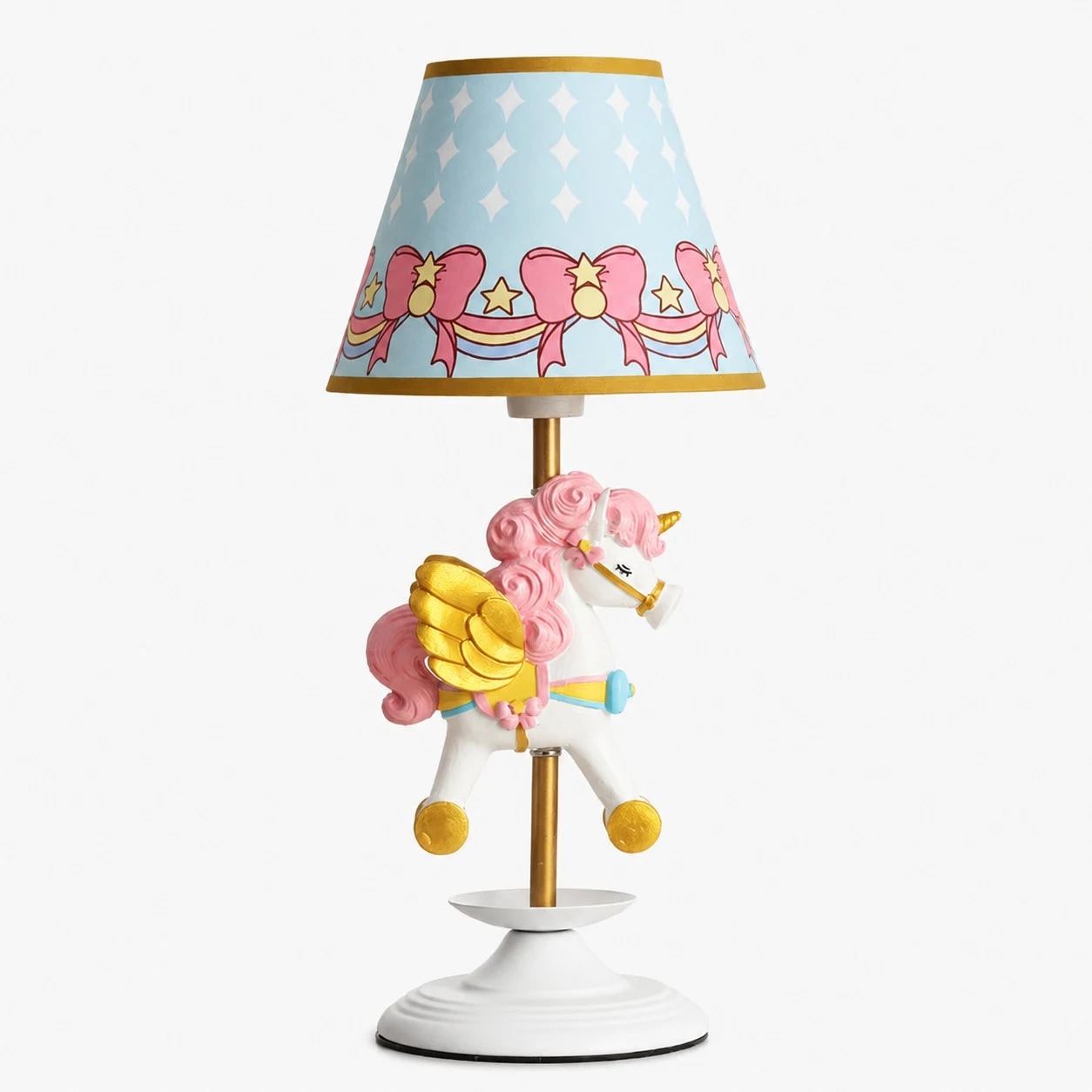 Abajur de mesa unicórnio Daisy Carousel em fundo branco