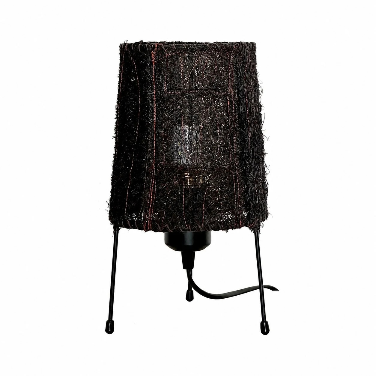 Black woven fiber table lamp variant