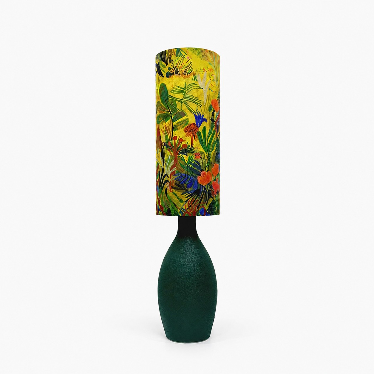 Žlutozelená květinová stolní lampa
