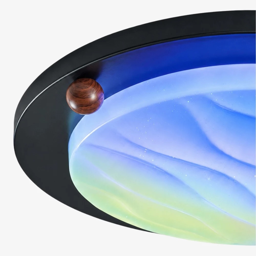 Walnut RGB Dynamic Sky Flush Mount Ceiling Light room scene