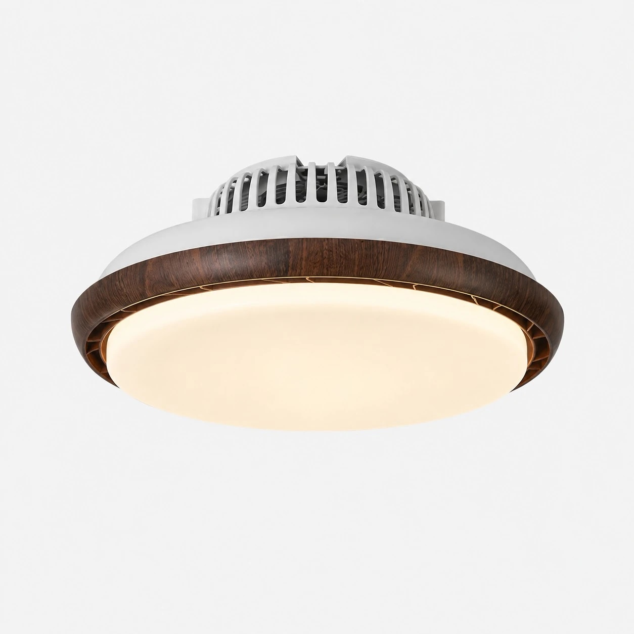 Ventilador de teto embutido estilo B em madeira de nogueira com luz